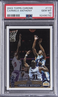 2003-04 Topps Chrome #113 Carmelo Anthony Rookie Card - PSA GEM MT 10